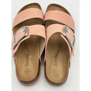 Bjondal Womens Size 7 Pink Buckle Cork Footbed Slides Sandals preowned
